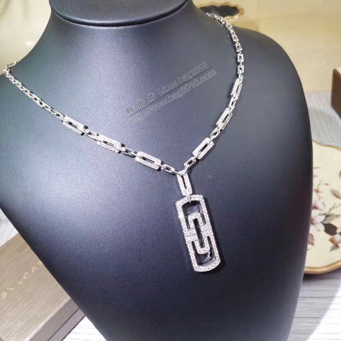 Bvlgari飾品 寶格麗Parentesi高級項鏈 回形符號鑲鑽項鏈  zgbq3256